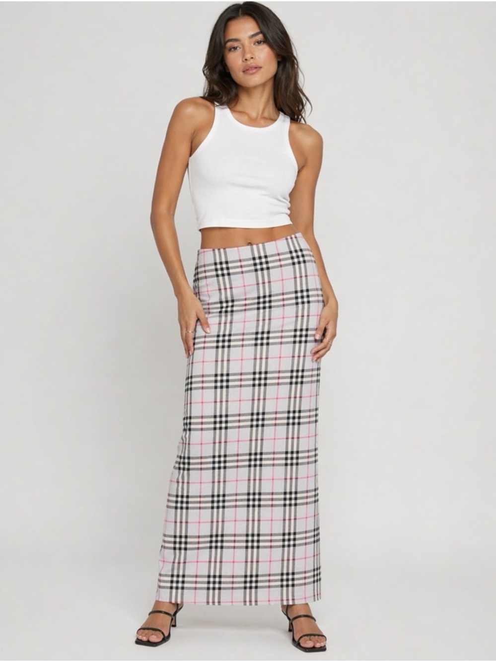 Motel Rocks Bobby Maxi Skirt Blue Check NWT SIZE SMALL